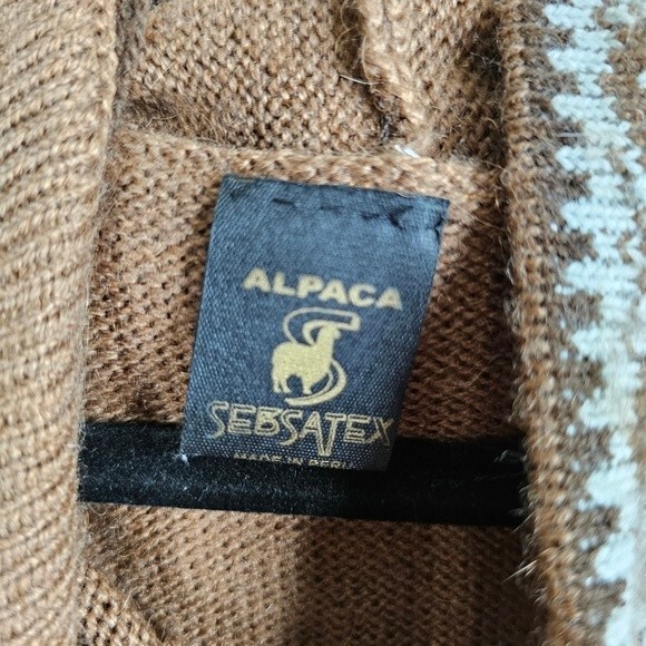 Mens Little Llamas Hooded Alpaca Wool Knitted Jacket Hoodie Sweater medium - Picture 3 of 7